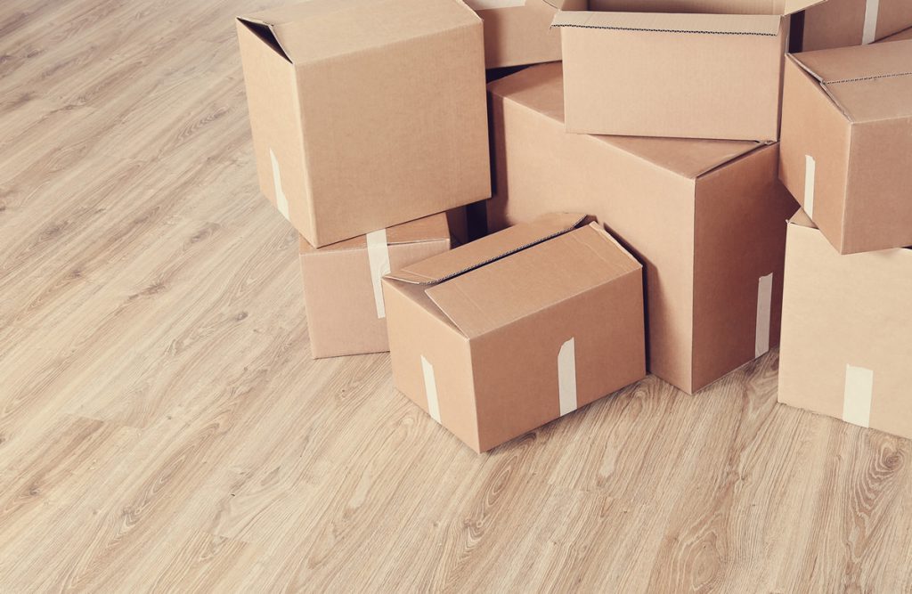 moving home with cardboard boxes